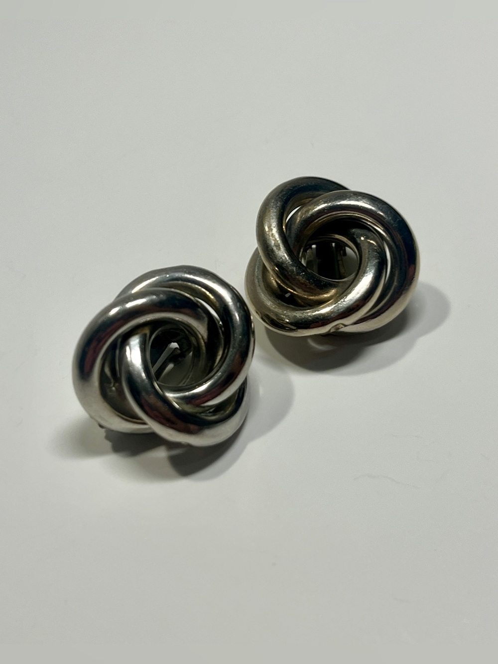 Vintage Love-Knot Silver Tone Earrings Clip On Earrings